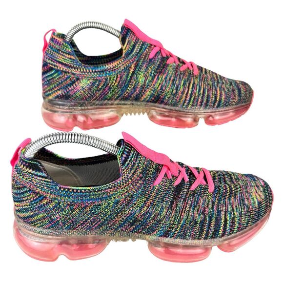 Air Underground Slip On Sneakers Womens Size 9.5 Pink Multi-color Knit Lace-Up - Picture 5 of 12